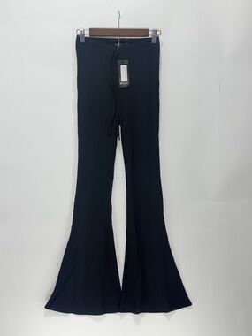 Nasty Gal Black Ribbed Flare Pants